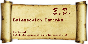 Balassovich Darinka névjegykártya